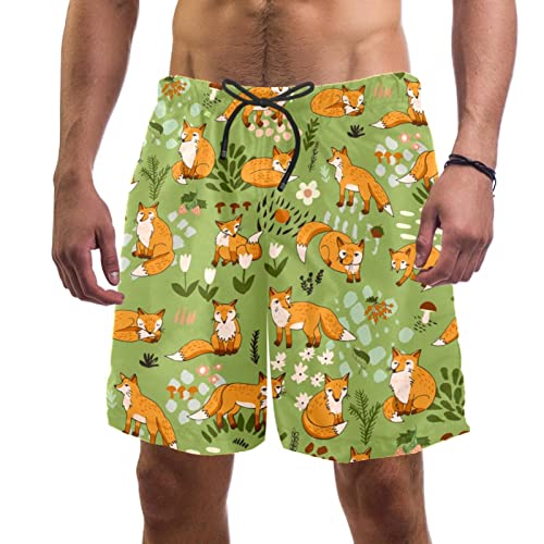 Short de plage à séchage rapide motif renard mignon pour maillot homme
