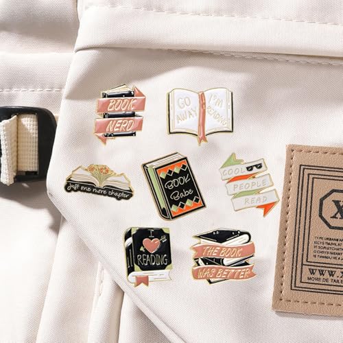 Image of Book Pins Cartoon Book Enamel Pins Books Lovers Gifts Decorative Lapel Pins for Backpacks Clothing Bags Jackets Learning Gifts for Teacher Student