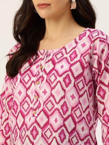 Image of feranoid Printed Top with Round Neck & 3 /4 Sleeves (S-XXL)