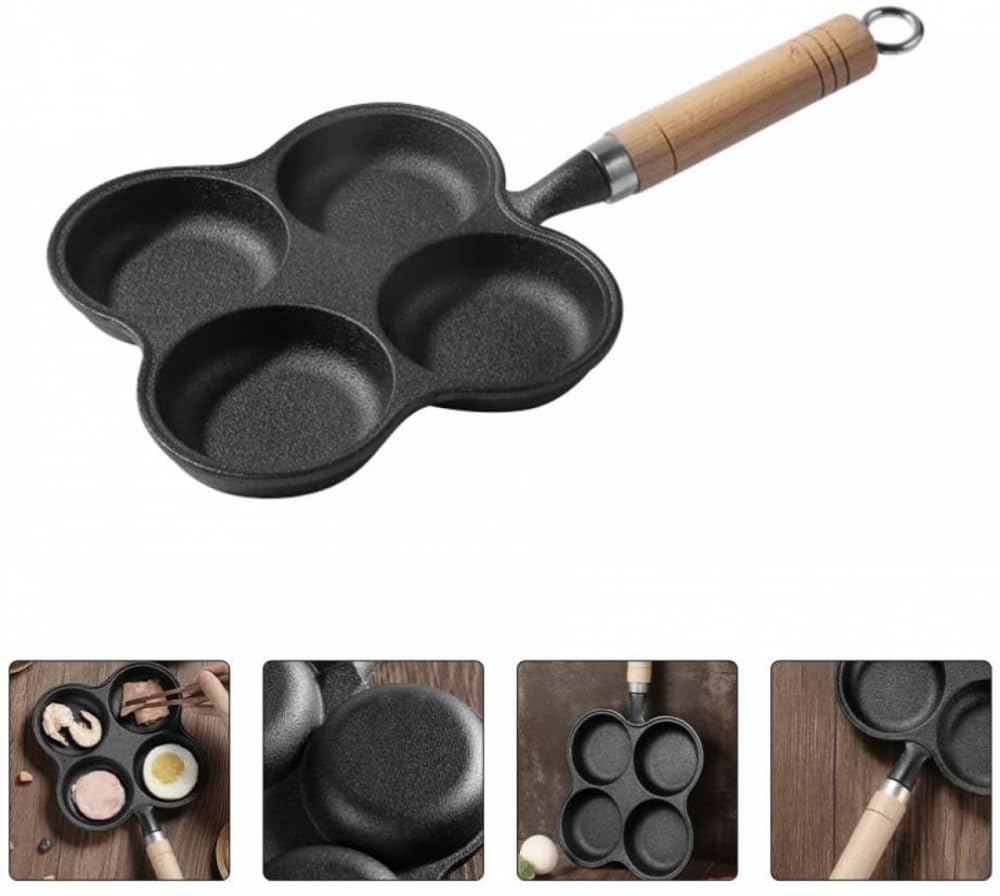 Poêle à œufs 4 tasses poêle à œufs moule frit antiadhésif multi-œufs casserole avec poignée antidérapante omelette pour petit déjeuner œuf crêpes