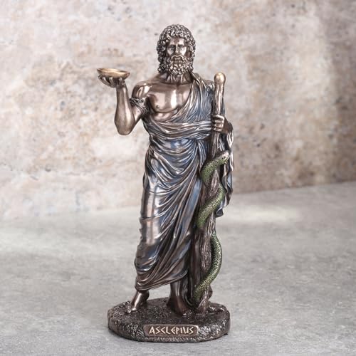 Figura en Resina con Acabado Bronce de Dios Griego Asclepio miniatura 2