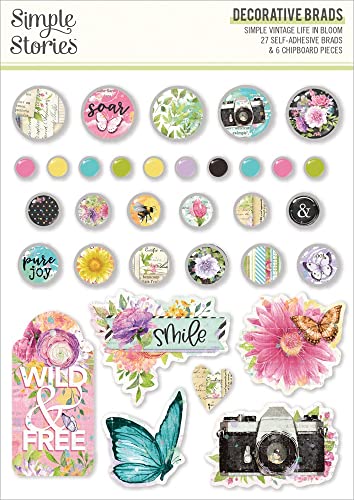 Simple Vintage Life In Bloom Decorative BradsSVL19738