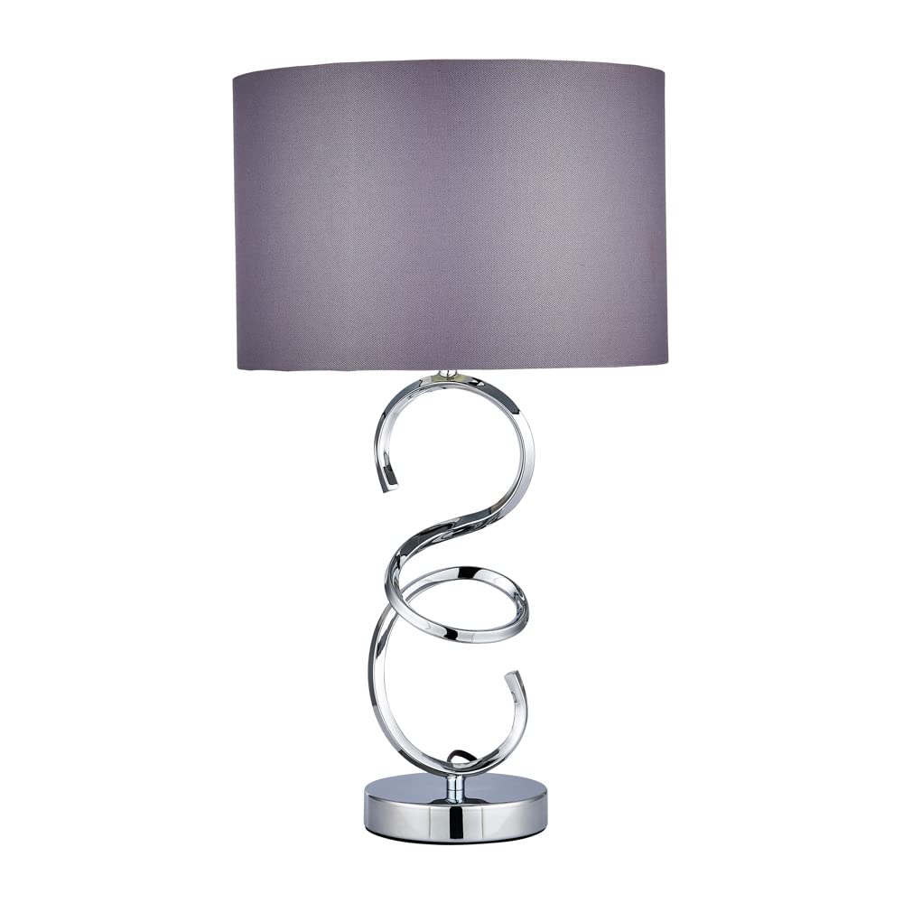 Litecraft Polished Chrome Cali Table Lamp Touch Sensitive Sculptured Base With Shade