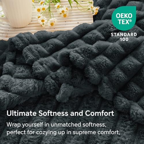 Image of BEDELITE Upgrade Black Fleece Throw Blanket for Couch, 50x60 Inches