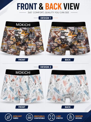 Image of Men's Printed Trunks, Pack of 2 | Abstract Geometric Design | Stretchable Elastic Waistband | Comfortable Regular Fit Underwear