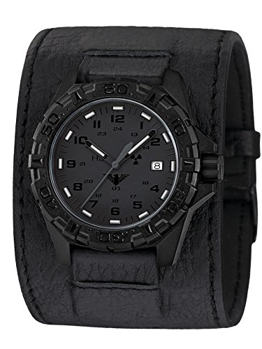 Preisvergleich Produktbild KHS Herrenuhr Reaper XTAC mit Lederband Kraftband Schwarz REXT.LK