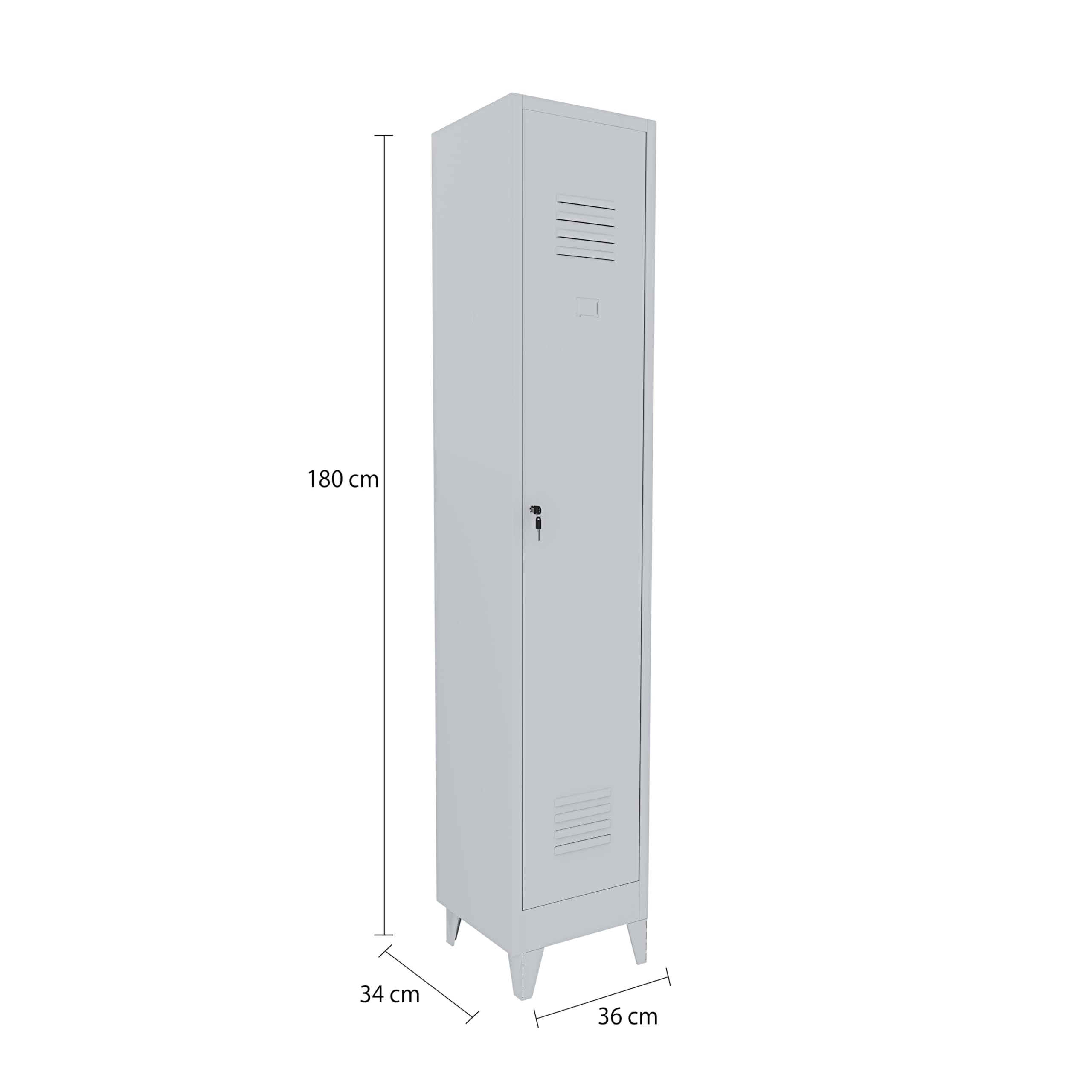 Armadietto Spogliatoio Armadio 1 Anta Slim Sporco Pulito In Lamiera Di Acciaio Salvaspazio Con Chiave Ripiano Appendiabiti Porta Cartellino Per Interno Lavoro Piscina Casa 180 x 34 x 36 Cm Grigio