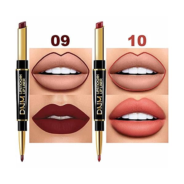 6Pcs-Lip-Liner-and-Lipstick-SetDNM-Double-Head-Matte-Mat-Lipstick-24H-Lip-Liner-2-in-1-Makeup-Set-for-Black-Women-Waterproof-Long-Lasting-24-All-Day-Dark-Red-Lipstick-Matte-Gift-Kit-with-Lipliner evpct 6Pcs Lip Liner and Lipstick Combo Set, DNM 2-in-1 Waterproof Lipstick and 24H Lip liner Set for Women, Antique Rose Chestnut Nude Dark Brown Matte Lipstick Pen with Lip Liner Set Long Lasting 24