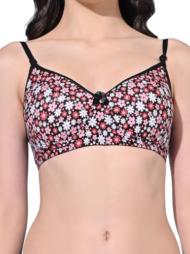 Image of FIMS - Fashion is my style Women Cotton Blend Padded Non-Wired Everyday Bra Pack of 1 Cup- B Multicolor