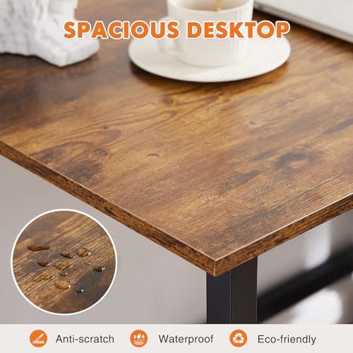 Sweetcrispy Computer Small Office Desk 40 Inch Student Study Writing Work with Headphone Hooks & Storage Bag Modern Simple PC Home Bedroom Table, Rustic Brown - Image 5