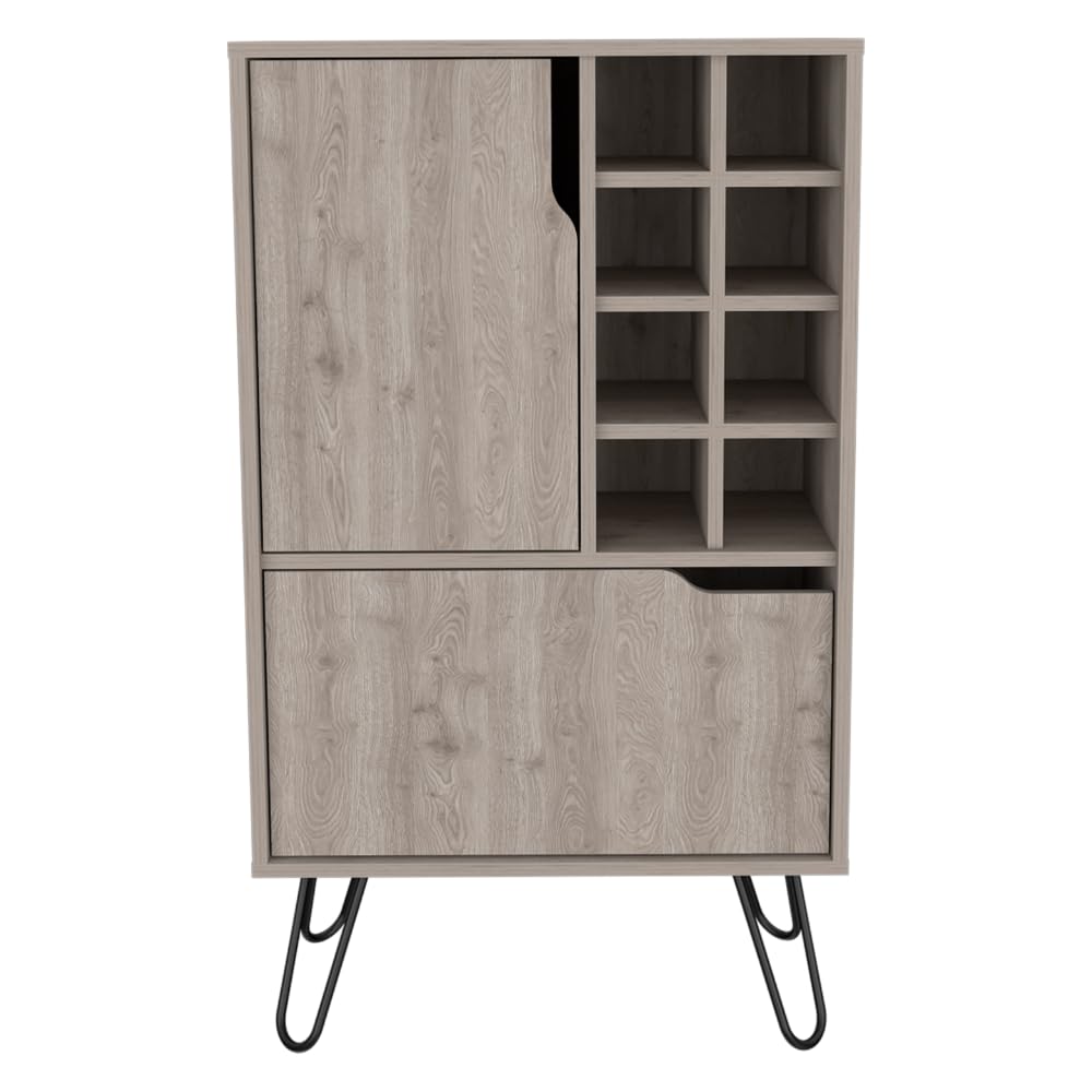 Multi-Functional Storage Cabinet Wooden Wine Cabinet Built-in 8 Wine Racks Multi-Layer Multi-Compartment Four Legs Easy to Move Suitable for Kitchen Living Room Study Office bar