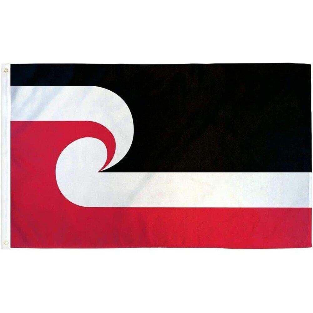 Lpitoy As Shown Maori Flag, Indigenous Polynesian Banner With Two Metal Grommets Fade Resistant Vivid Colors Maori Flag Polyester Maori Flag