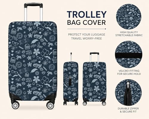 Image of Printed Luggage Cover for Traveling Bag & Suitcase - Stretchable & Scratchproof Trolley Protector with Velcro Lock & Lightweight Washable Material(Suitcase Not Included, Only Cover in Product)