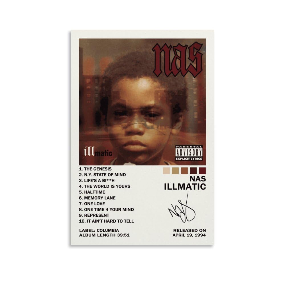 KUCOON Nas Illmatic Poster Canvas Art Poster Bedroom Decor Posters 12x18inch(30x45cm)