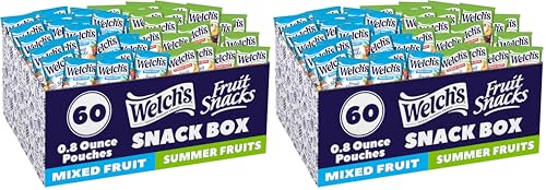 Image of Welch's Fruit Snacks, Mixed Fruit & Summer Fruits Snack Box, Gluten Free, 0.8oz Snack Packs (Pack of 120)