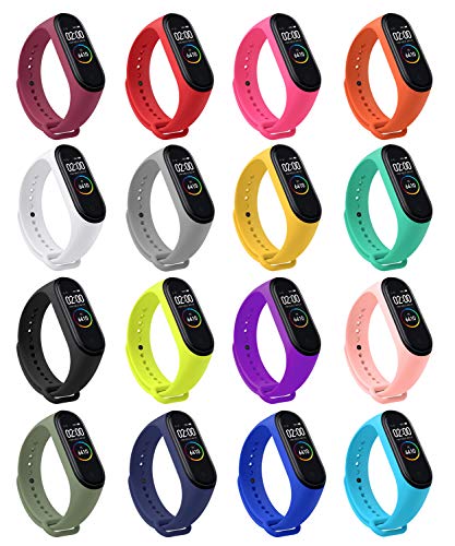 REYUIK mi Band 4 Strap,Band for Xiaomi 3/Xiaomi 4 Smartwatch Wristbands Replacement Accessories Straps Bracelets for Mi Band 4 Strap (Not for Mi1/2) (16pcs)
