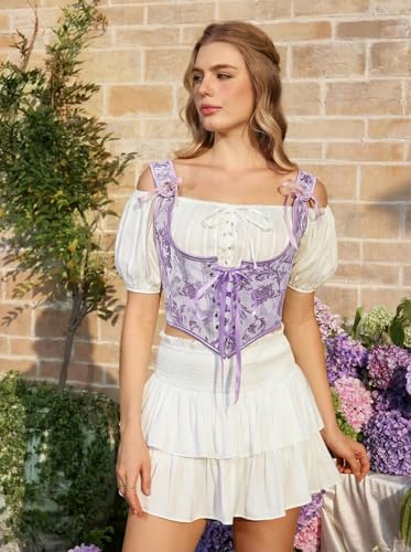 Image of Scarlet Darkness Corset Tops for Women Renaissance Underbust Corset Boned Lace Up Corsets