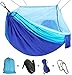Viaje y Camping Hamaca, Mosquitero Hamaca Ultra Ligera para Viaje y Camping Nylon Portátil Paracaídas Secado Rápido para Excursión Jardín 110"(L) x 59"(W) (Blue/Sky Blue)