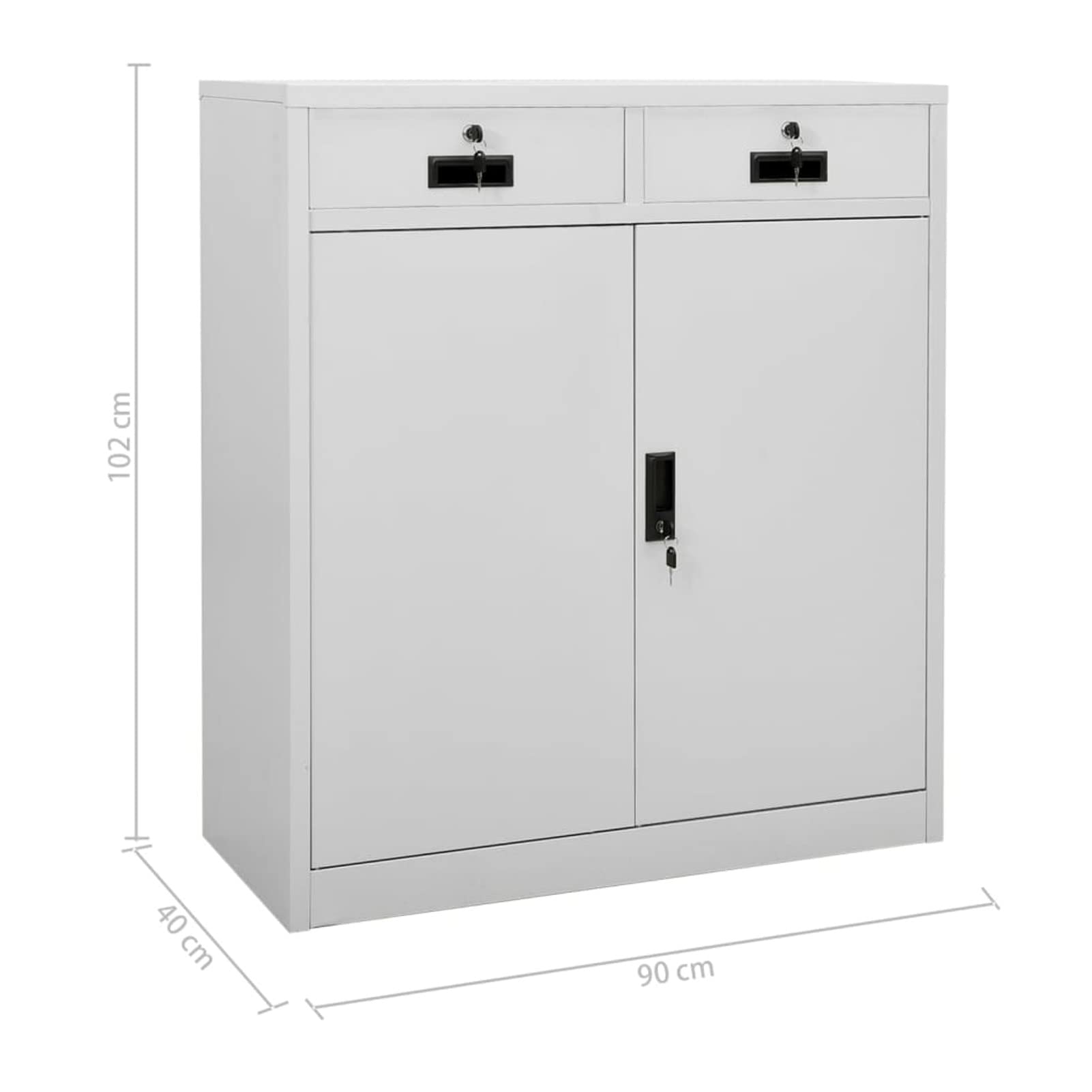 Armario archivador de Acero Armario Metalico Armario Oficina Muebles Oficina con 2 Puertas y Estantes Ajustables 90 x 40 x 102 cm Gris Claro