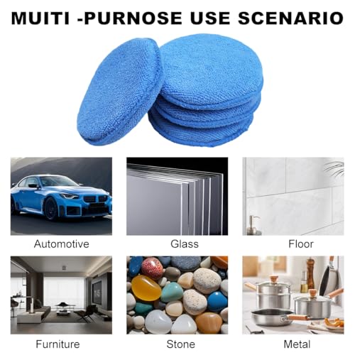 Image of KVAEY 4 PCS Microfiber Wax Applicator Pads, Automotive Foam Applicator Pads with 5 Inch Diameter, Wax Applicator Pads for Car Cleaning and Fine Polishing, Universal Car Accessories (6 PCS)