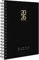 Agenda Planner Semanal 2026 Solid Colors Preto Ouro