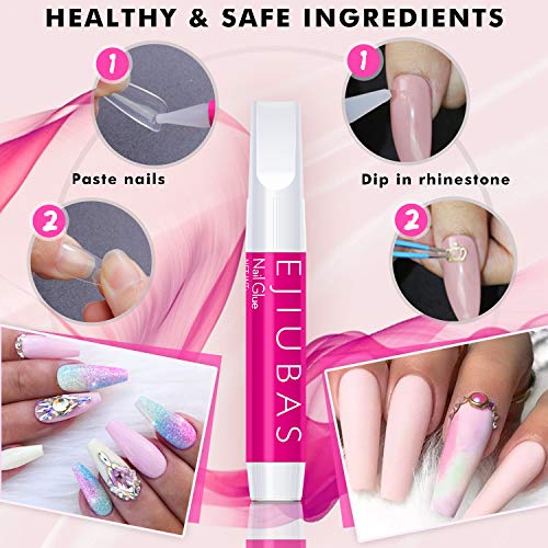 Fake Nails Acrylic Nail Tips - False Nails With Glue Ejiubas Press On Nails Coffin 500PCS Clear Full Cover False Nails 4PCS Nail Glues 1PC Nail File With Case