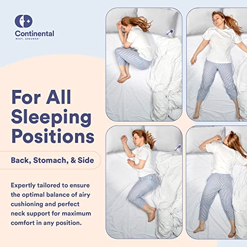 Continental Bedding 100% Cotton Shell Pillow Queen Size Set Of 2 Rds Down Feather Pillows - Pure White Hungarian Goose Down - Luxury Soft Support, Medium Sleeping Firmness - 700 Fill Power Bed Pillows #TOP5