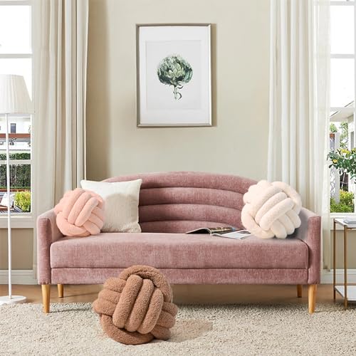 Yhoelata Knotenkissen, Dekokissen Beige Weiß, Zierkissen Aesthetic Sofakissen aus Teddysamt, Bett Deko Kissen Runden für Kind Schlafzimmer, Geschenk 22 cm