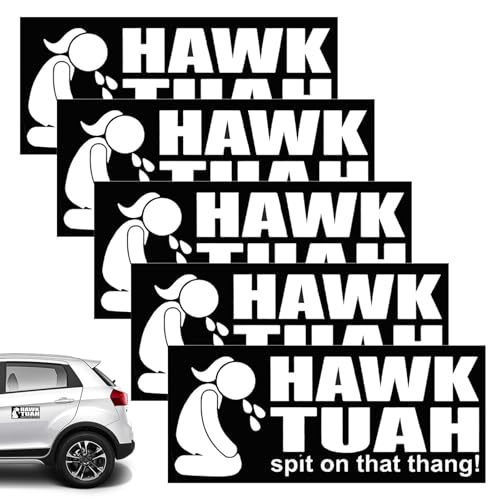 Lot de 5 autocollants Hawk Tuah, motif Hawk Tuah, Spit on That Thing, Spit on That Thang Car - Étanche - En vinyle amusant - Pour SUV, voiture, ordinateur portable