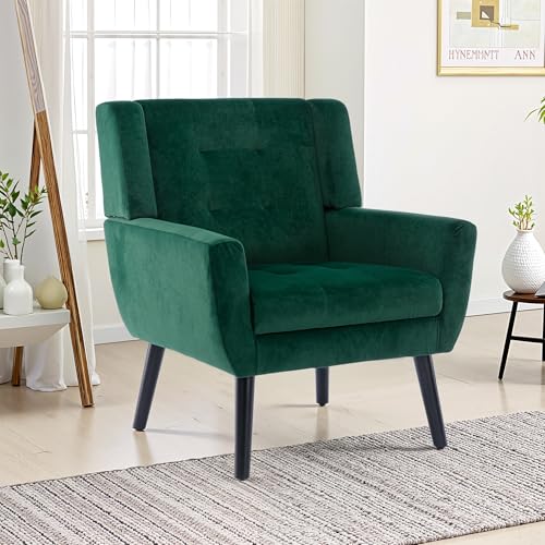 NicBex Modern Accent Chair for Living Room Upholstered Foam Filled Living Room Chairs with Metal Legs Velvet Cozy Lounge Armchair for Living Room Bedroom,Retro Green NicBex Modern Accent Chair for Living Room Upholstered Foam Filled Living Room Chairs with Metal Legs Velvet Cozy Lounge Armchair for Living Room Bedroom,Retro Green