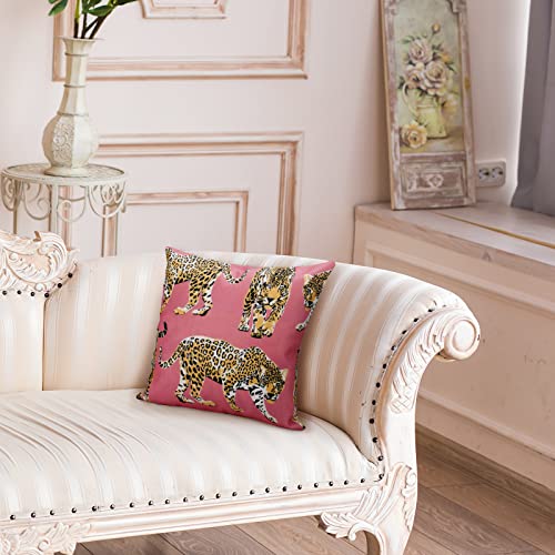 Buryeah BURYEAH-PILLOW COVERS-01 2 Pcs Leopard Preppy Throw Pillow Covers 18 X 18 Inch Cheetah Print Pillow Throw Cushion Case Fun Preppy Room Decor thumb #6