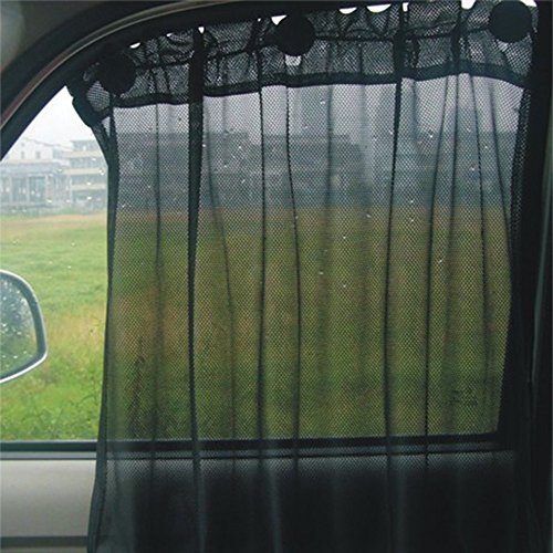 Aumo-mate 2 Pack Car Sun Shade Side Window Curtain Sun Uv Protection Car Curtains Windshield Sun Shade Mesh Fabric Suction Cup/Made for Windshield, Side Windows, Rear Window (75x52CM)