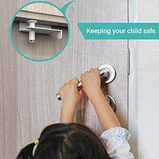 Child Safety Door Top Lock - Top Door Lock for Kids Safety Sturdy Metal Toddler Door Lock for Safety Adjustable Door Top Lock for 0.8-2 inch Thick Interior Doors 4 Pack