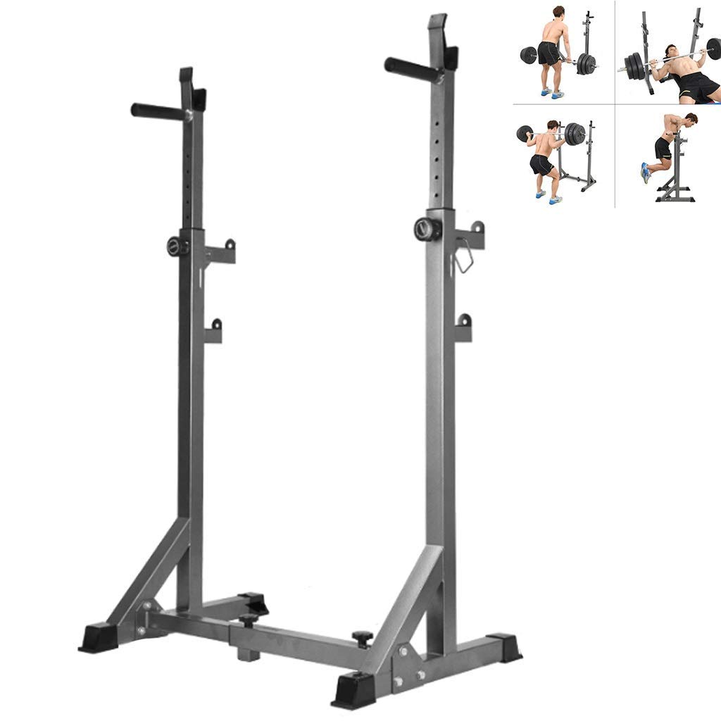 AYCDL Free-Weight Racks Adjustable Parallel Bars Indoor Horizontal Bar Multifunctional Squat Rack Barbell Rack Home Fitness Equipment Sports Training Equipment,Grey-86.5x65x16