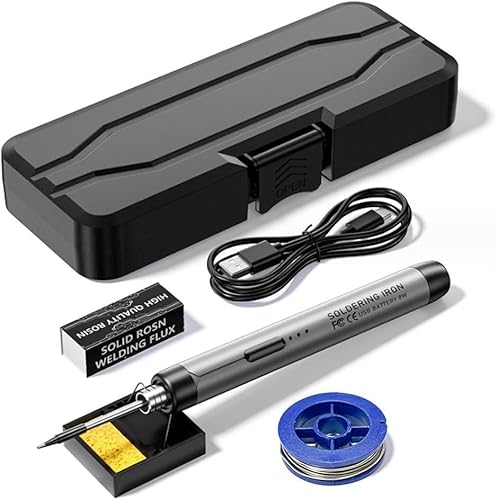 はんだごて 充電式 半田ごて コードレス 電気はんだごて 300?450℃の温度調整機能付き 充電ケーブル付き はんだ付け修理およびメンテナンス用 電子作業・電気DIY用・家電修理・回路基板・溶接工具 コードレスはんだごてポータブルはんだごて (グレー)