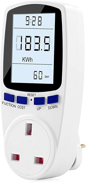 Yagosodee Power Meter Electricity Usage Monitor, Electricity Power Consumption Meter Energy Monitor Timer Plug Watt kwh Analyzer Plug-in with LCD Display for Home Hotel (White Backlight)