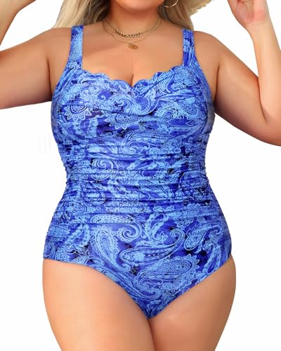 Image of Aqua Eve Womens Plus Size One Piece Swimsuit- Tummy Control Bathing Suit Full Coverage Swimwear