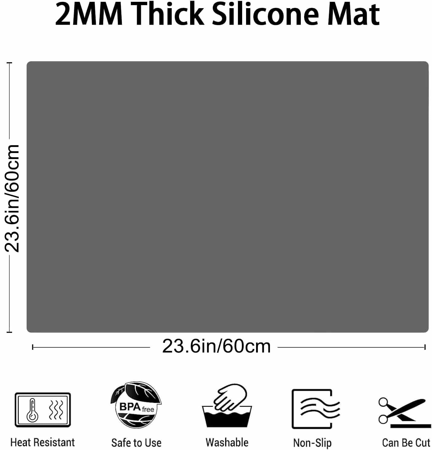 Tappetino Da Cucina In Silicone 60x40 Cm Bianco - Resistente Al Calore E Antiscivolo