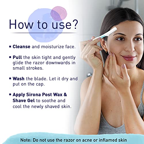 Image of Sirona Reusable Face Razor for Women - 3 Razors (Violet)| Painless Facial Hair Removal | Eyebrow Shaper, Upper Lip, Forehead, Peach Fuzz, Chin, Sideburns & Dermaplaning Tool