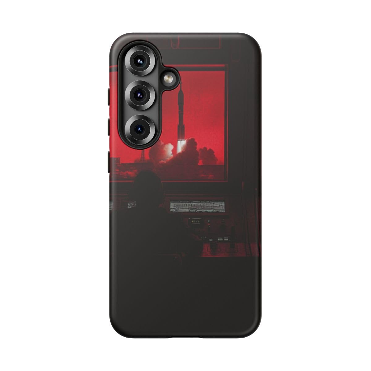 Coque rigide Samsung S25 fine et robuste style cockpit spatial rouge - 5