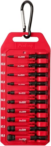 Protorq Juego de brocas de impacto con clip, juego de brocas hexagonales H1.5-H8, 2 pulgadas de longitud, resistencia industrial, vástago hexagonal