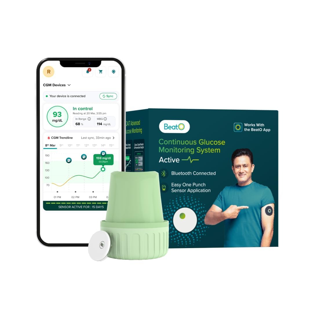 BeatO CGM Glucose Monitor for diabetes | Bluetooth Connected CGM Sugar Test Machine for home | 15-Day Glucose Tracking | No-Scan, One-Push Application(Pack of 1)-image-40