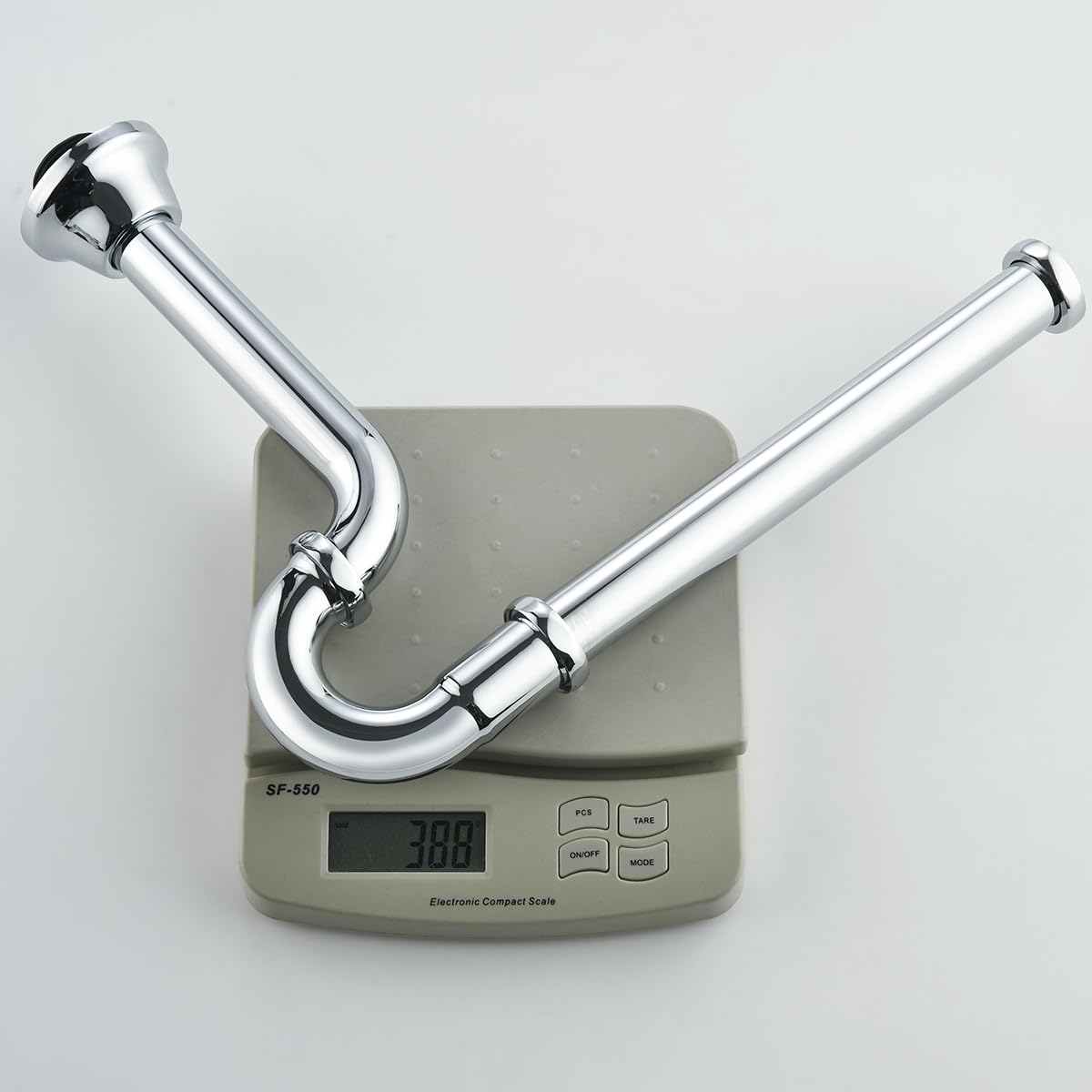 RANDOM RD83555C-L - Trampa para fregadero de baño de latón en forma de U de 1-1/4 pulgadas con tubo de extensión de junta deslizante, botella de drenaje de residuos de altura ajustable, kit de trampa