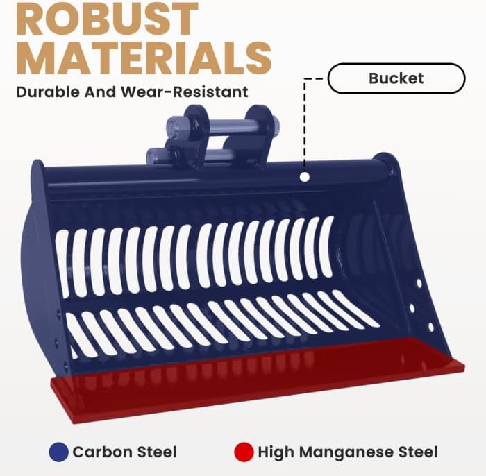 23.6in Mini Excavator Screening Bucket, Skeleton Screen Bucket for Small Digger, Mini Excavator Accessories for Material Sorting, Mini Excavator Bucket and Agt Mini Excavator Parts