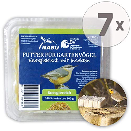 CJ Wildlife Energieblock mit Insekten für Wildvögel, Sparpack 7 x 300 g