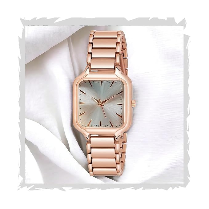 mister empire Rose Gold Plated Square Dial Trending Women's Stainless Steel Analog-Digital Watch, White Dial, Push Button Lock, Attractive Look-picture-46