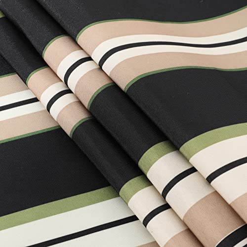 Image of MASTERCANOPY Patio Umbrella 9ft Replacement Canopy for 8 Ribs-Black Beige Stripe Canopy Only