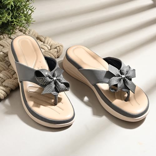 Image of Centrino Women's Sandals | Stylish Slip-On Sandals for Ladies | Durable Soft Cushioned Footbed for Comfort | Elegant & Trendy Design | Lightweight Daily And Casual Use Flip Flops (9343)