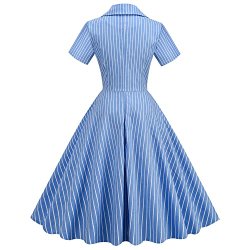 Image of 50s Dresses for Women Vintage 1950s Notch Lapel Cocktail Dress Retro 60s Rockabilly Audrey Hepburn Tea Party Dress