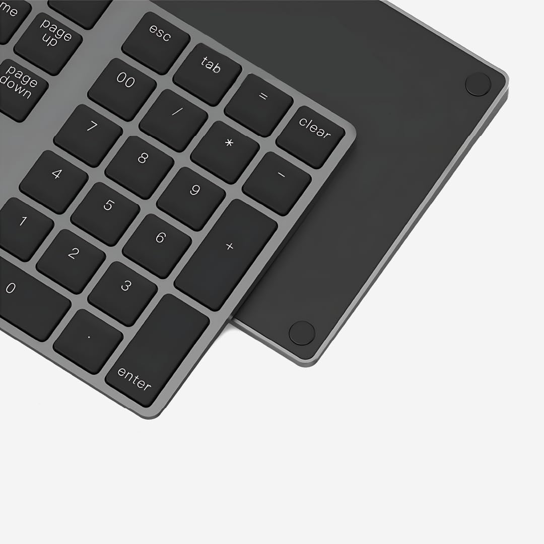 USB-C Bluetooth Numerische Ziffernblock – Kabelloses NumPad, Wiederaufladbare Numerische Tastatur für Laptop, Tablet, iPad, MacBook, Windows, Grau (Space Gray)